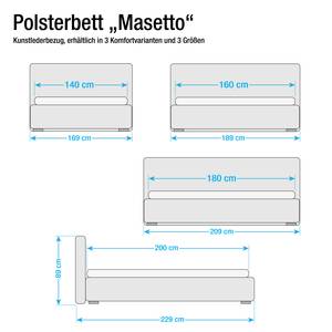 Bed Masetto kunstleer - Wit - 140 x 200cm - Zonder lattenbodem & matras - Zonder matras