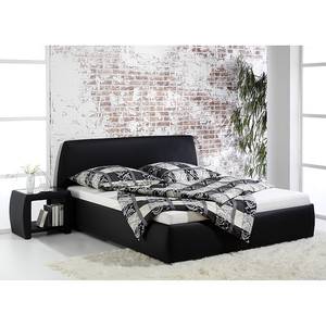 Lit capitonné Mio Cuir synthétique - Noir - 160 x 200cm - Sans sommier & matelas - Sans matelas