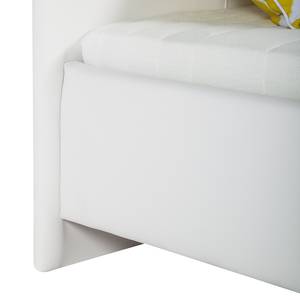 Lit capitonné Naomi (sommier et matelas) Imitation cuir - Blanc - 160 x 200cm