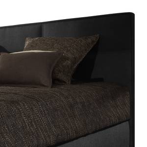 Lit rembourré Newal Coffre à literie inclus - Anthracite - 180 x 200cm - Avec sommier à lattes & matelas - Matelas de mousse froide