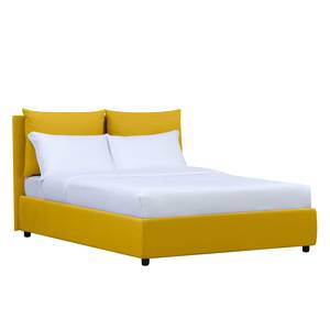 Gestoffeerd bed Noemi (incl. opbergruimte- - Stof Valona: Mosterdgeel - 140 x 200cm