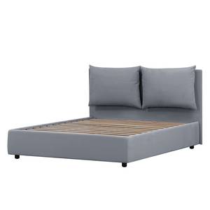 Gestoffeerd bed Noemi (incl. opbergruimte- - Stof Valona: Zilverkleurig - 140 x 200cm