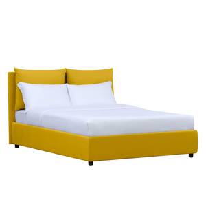Gestoffeerd bed Noemi (incl. opbergruimte- - Stof Valona: Mosterdgeel - 180 x 200cm