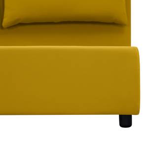Lit rembourré avec coffre de lit Noemi Tissu Valona : Jaune moutarde - 180 x 200cm