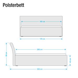 Polsterbett Nord (inkl. Matratze & Lattenrost) - Kunstleder - Grau - 160 x 200cm