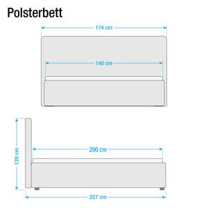 Polsterbett Optima Webstoff - Weiß - 140 x 200cm