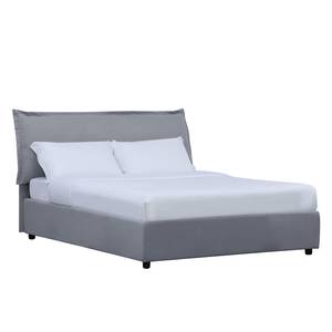 Gestoffeerd bed Paola (incl. opbergruimte- - Stof Valona: Zilverkleurig - 140 x 200cm