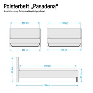 Polsterbett Pasadena Kunstleder Kunstleder - Schwarz - 180 x 200cm