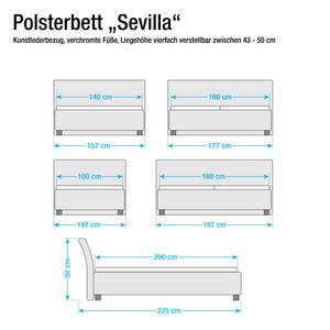 Bed Sevilla kunstleer - Zwart - 100 x 200cm - Zonder lattenbodem & matras - Zonder matras