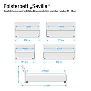 Polsterbett Sevilla Kunstleder Kunstleder - Taupe - 100 x 200cm - Ohne Lattenrost & Matratze - Ohne Matratze