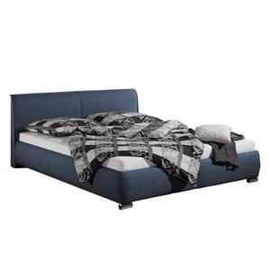 Gestoffeerd bed Sigtuna structuurstof - Donkerblauw - 200 x 200cm