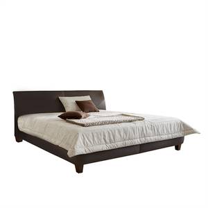 Lit capitonné Skye Cuir synthétique bordeaux - Marron - 180 x 200cm - Sans sommier & matelas - Sans matelas