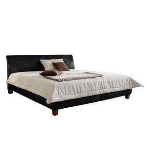 Lit capitonné Skye Cuir synthétique bordeaux - Noir - 160 x 200cm - Avec sommier à lattes & matelas - Matelas à ressorts Bonnell