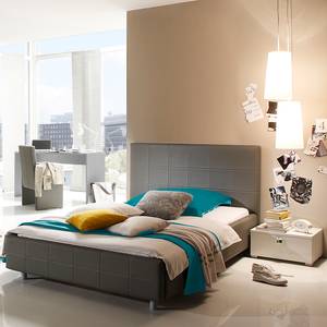 Gestoffeerd bed Smart antracietkleurig kunstleer - ligoppervlak: 120x200cm