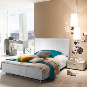 Gestoffeerd bed Smart wit kunstleer - 140 x 200cm