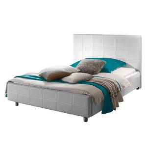 Gestoffeerd bed Smart wit kunstleer - 160 x 200cm