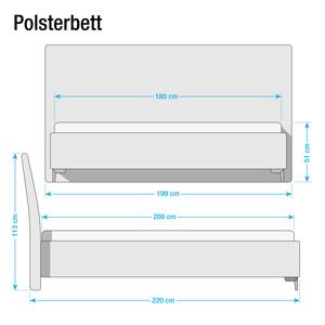 Polsterbett Soft Line Webstoff Stoff TIM: 18 steel - 180 x 200cm