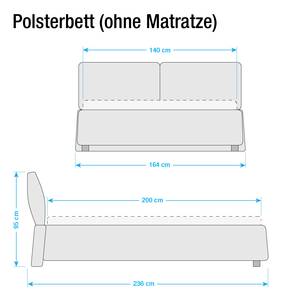 Lit capitonné Soft Pillow Tissu - Doré - 140 x 200cm - Sans matelas