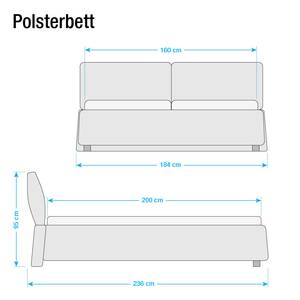Polsterbett Soft Pillow Webstoff - Ecru - 160 x 200cm - Tonnentaschenfederkernmatratze - H2