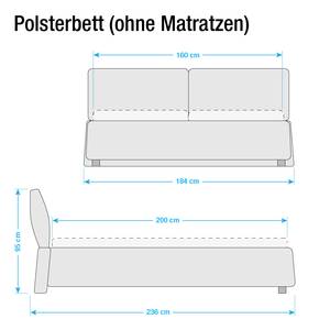 Polsterbett Soft Pillow Webstoff - Ecru - 160 x 200cm - Ohne Matratze - Ohne Matratze