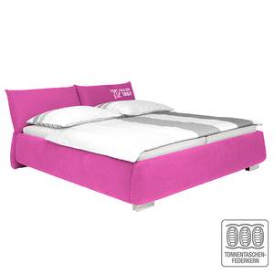 Lit capitonné Soft Pillow Tissu - Rose foncé - 180 x 200cm - Matelas à ressorts bombés ensachés - D2 souple