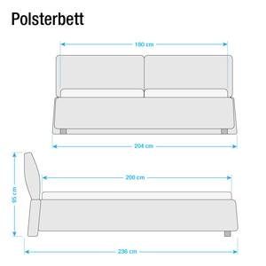 Polsterbett Soft Pillow Webstoff - Ecru - 180 x 200cm - Tonnentaschenfederkernmatratze - H3