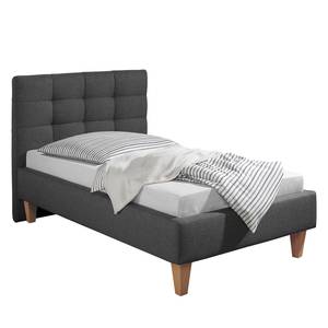 Letto imbottito Stensborg Tessuto strutturato - Color antracite - 100 x 200cm - Con rete a doghe