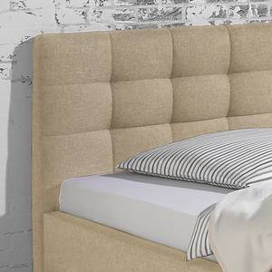 Gestoffeerd bed Stensborg structuurstof - Beige - 140 x 200cm - Met lattenbodem