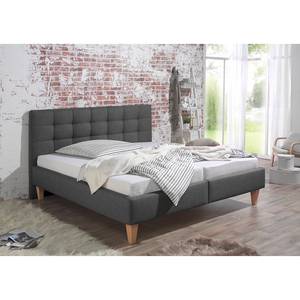 Gestoffeerd bed Stensborg structuurstof - Antraciet - 160 x 200cm - Met lattenbodem