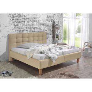 Gestoffeerd bed Stensborg structuurstof - Beige - 200 x 200cm - Met lattenbodem