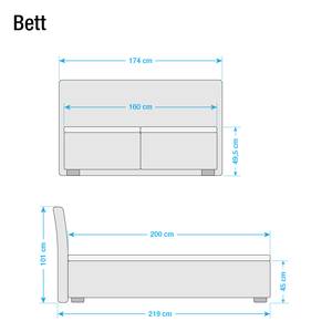 Lit capitonné Tabea Cuir véritable - Marron foncé - 160 x 200cm - Avec sommier à lattes & matelas - D2 souple