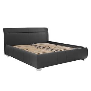 Gestoffeerd bed Tabea (echt leer) echt leer - Antraciet - 160 x 200cm - Met lattenbodem & matras - H3 medium