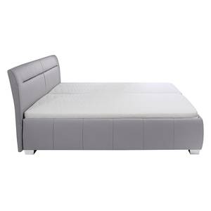 Gestoffeerd bed Tabea (echt leer) echt leer - Grijs - 160 x 200cm - Met lattenbodem & matras - H3 medium