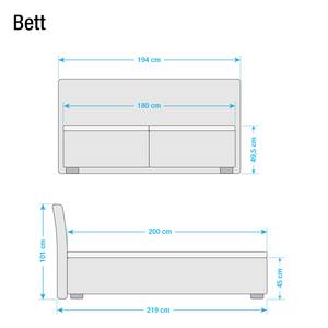 Lit capitonné Tabea Cuir véritable - Anthracite - 180 x 200cm - Avec sommier à lattes & matelas - D2 souple