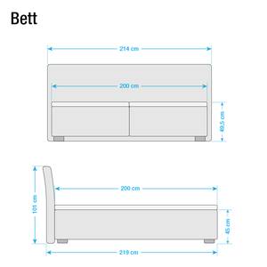 Lit capitonné Tabea Cuir véritable - Anthracite - 200 x 200cm - Avec sommier à lattes & matelas - D2 souple