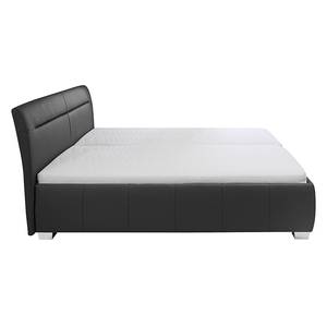 Gestoffeerd bed Tabea (echt leer) echt leer - Antraciet - 200 x 200cm - Met lattenbodem & matras - H2 zacht