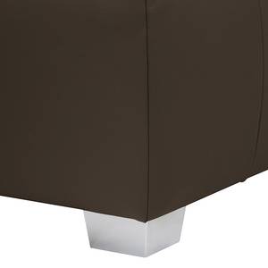 Lit capitonné Tabea Cuir véritable - Marron foncé - 200 x 200cm - Avec sommier à lattes & matelas - D2 souple