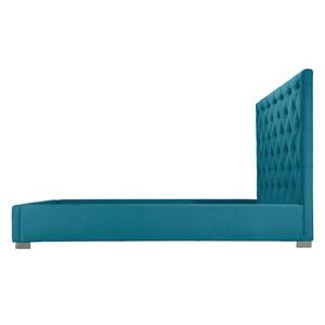 Gestoffeerd bed Tilia I geweven stof - Stof Naya: Turquoise - 160 x 200cm - Cilinder