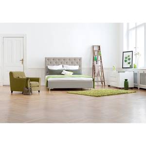 Gestoffeerd bed Tilia I geweven stof - Stof Naya: Grijs-Beige - 180 x 200cm - T-vorm