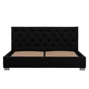 Lit rembourré Tilia II Cuir véritable - Cuir Arik : Noir - 180 x 200cm - Cylindre