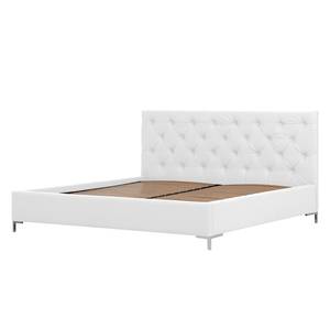 Lit rembourré Tilia II Cuir véritable - Cuir Arik : Blanc - 180 x 200cm - Forme en T