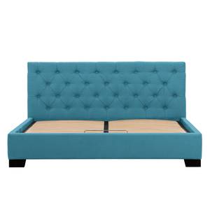 Gestoffeerd bed Tilia II geweven stof - Stof Naya: Turquoise - 140 x 200cm - Hoekig