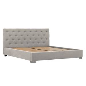 Gestoffeerd bed Tilia II geweven stof - Stof Naya: Grijs-Beige - 140 x 200cm - Cilinder