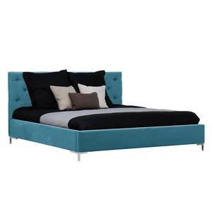 Gestoffeerd bed Tilia II geweven stof - Stof Naya: Turquoise - 140 x 200cm - T-vorm