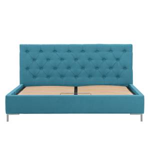 Gestoffeerd bed Tilia II geweven stof - Stof Naya: Turquoise - 140 x 200cm - T-vorm