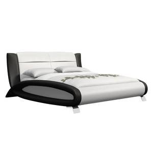 Gestoffeerd bed Toccoa wit kunstleer/zwart - 180 x 200cm