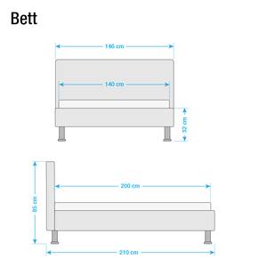 Polsterbett Umea Kunstleder Schwarz - 140 x 200cm - Boxspringmatratze