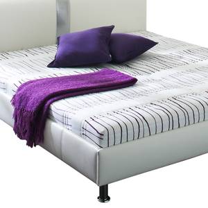 Lit capitonné Umea Imitation cuir - Blanc - 140 x 200cm - Matelas boxspring