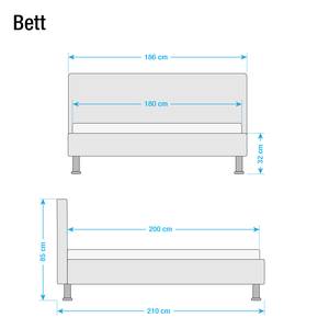 Polsterbett Umea Kunstleder Kunstleder - Weiß - 180 x 200cm - Boxspringmatratze