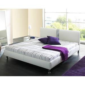 Lit capitonné Umea Imitation cuir - Blanc - 180 x 200cm - Matelas boxspring